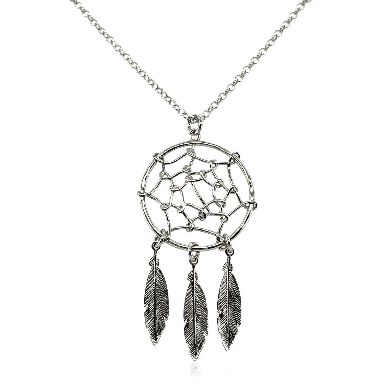 Sterling Silver 17 inch Necklace with Dream Catcher Pendant RCJ Necklaces  CELESTIA LUXE JEWELLERS