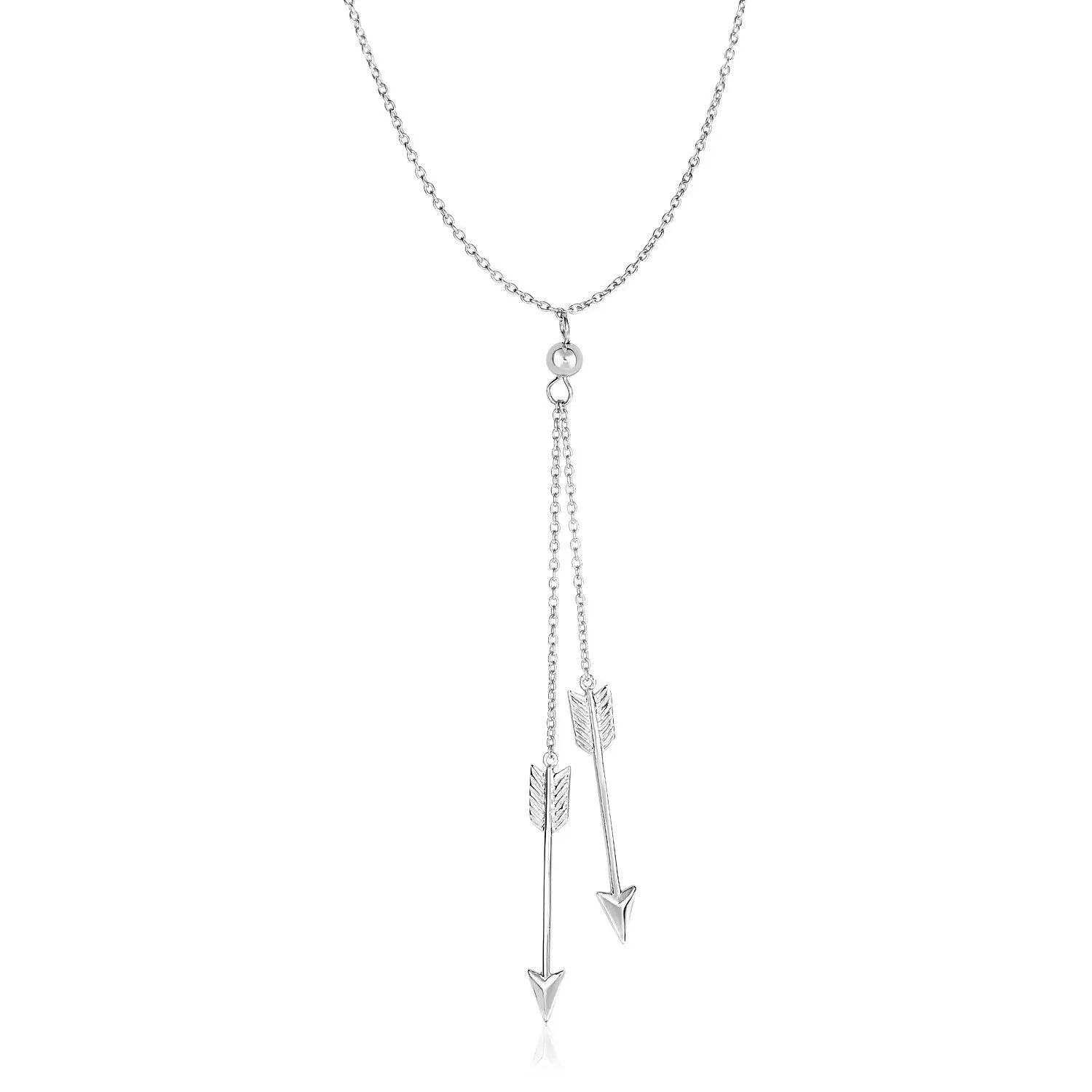 Sterling Silver 18 inch Lariat Necklace with Two Arrows RCJ Necklaces  CELESTIA LUXE JEWELLERS