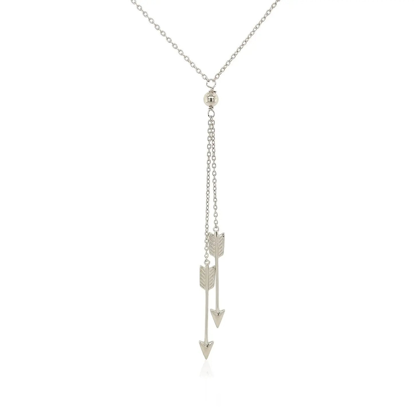 Sterling Silver 18 inch Lariat Necklace with Two Arrows RCJ Necklaces  CELESTIA LUXE JEWELLERS
