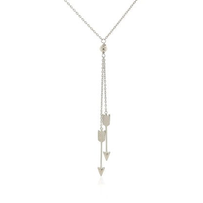 Sterling Silver 18 inch Lariat Necklace with Two Arrows RCJ Necklaces  CELESTIA LUXE JEWELLERS
