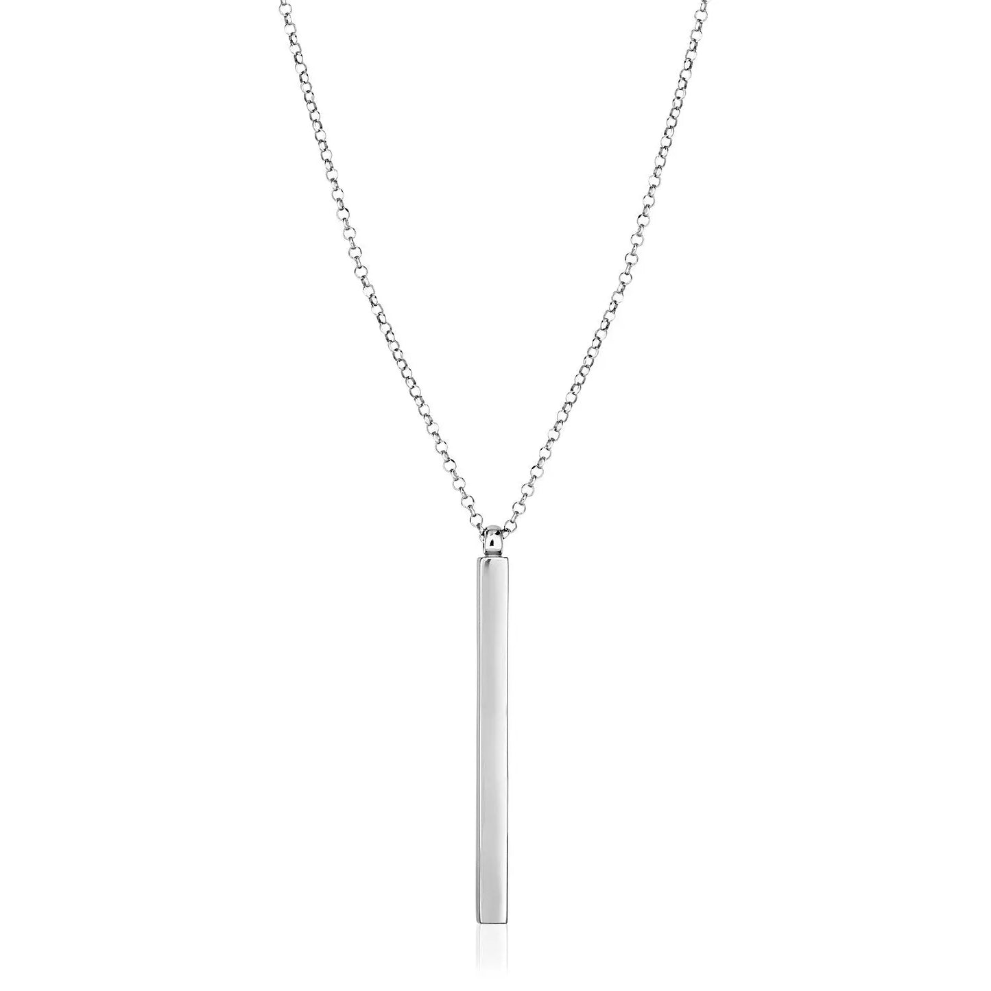 Sterling Silver 24 inch Necklace with Long Polished Bar Pendant RCJ Necklaces  CELESTIA LUXE JEWELLERS