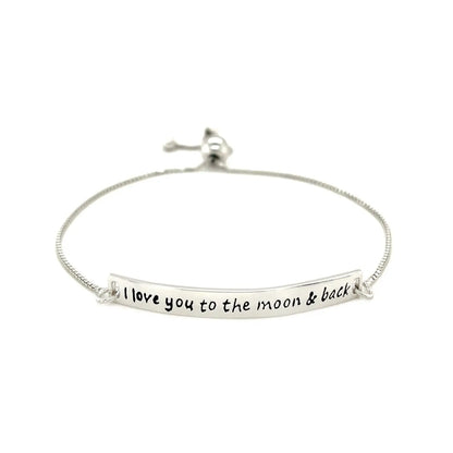 Sterling Silver Adjustable I Love You to the Moon and Back Bracelet (1.20 mm) RCJ Bracelets  CELESTIA LUXE JEWELLERS