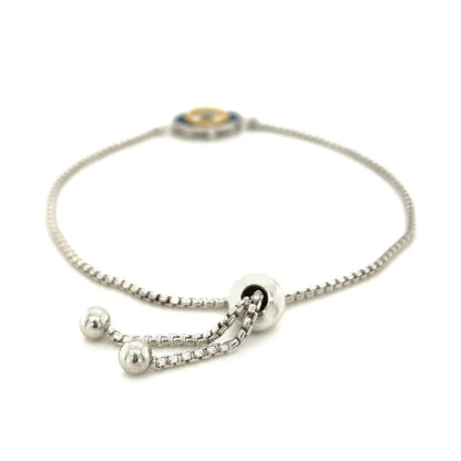Sterling Silver Adjustable Two Toned Enameled Evil Eye Friendship Bracelet RCJ Bracelets  CELESTIA LUXE JEWELLERS