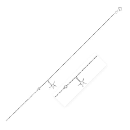 Sterling Silver Anklet with Starfish Charm and Cubic Zirconia RCJ Anklets  CELESTIA LUXE JEWELLERS
