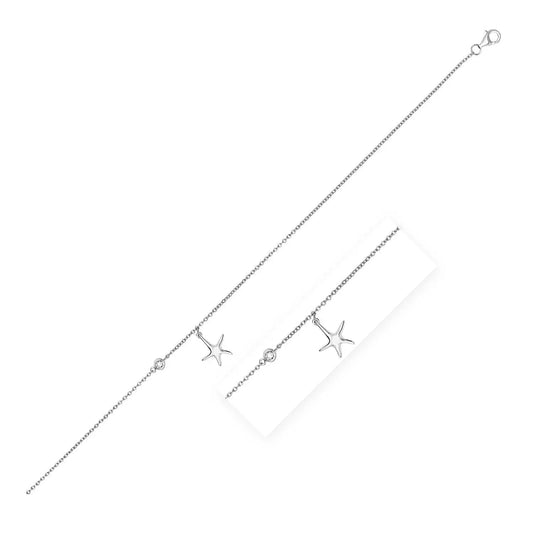 Sterling Silver Anklet with Starfish Charm and Cubic Zirconia RCJ Anklets  CELESTIA LUXE JEWELLERS