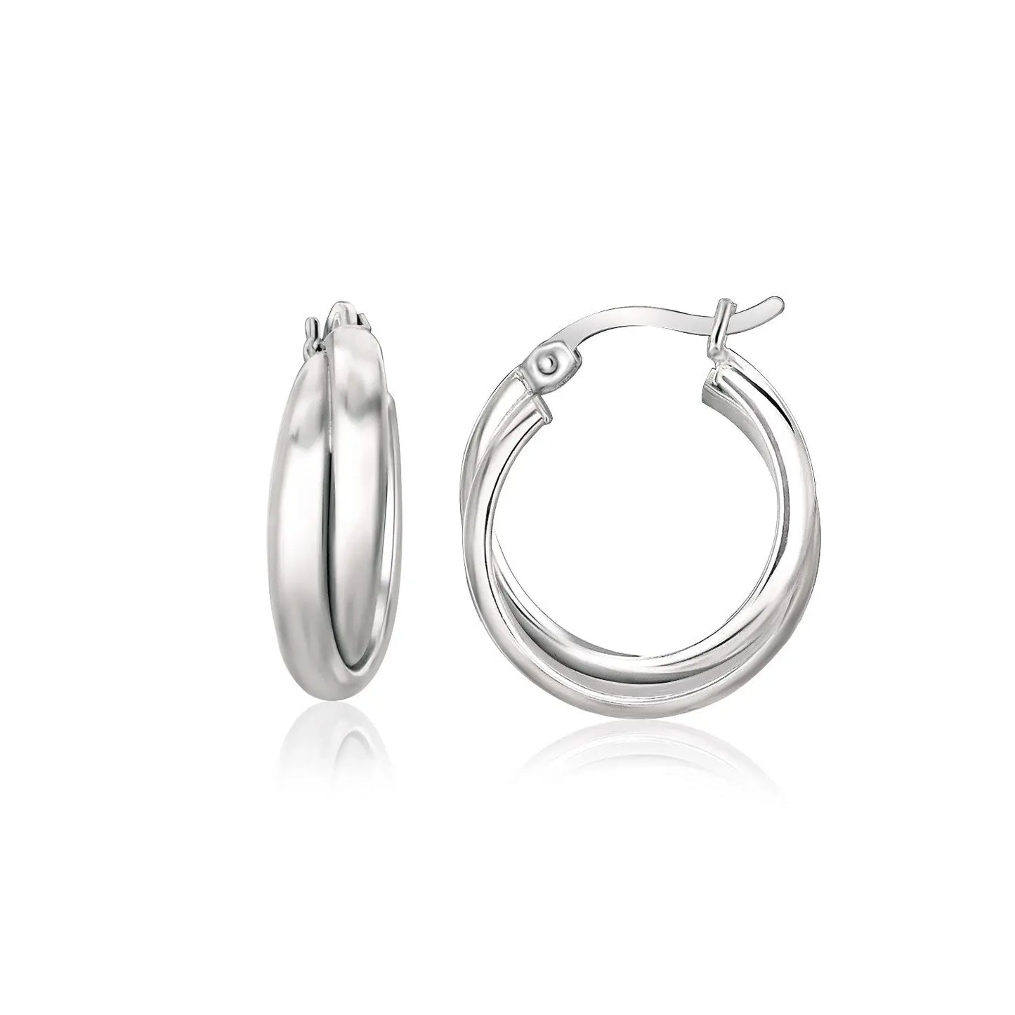 Sterling Silver Dual Round Entwined Hoop Earrings RCJ Earrings  CELESTIA LUXE JEWELLERS