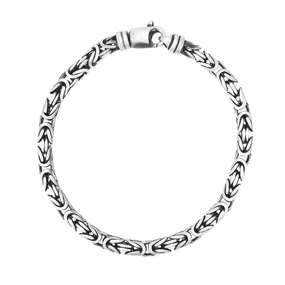 Sterling Silver Gunmetal Finish Byzantine Chain Bracelet (5.00 mm) RCJ Bracelets  CELESTIA LUXE JEWELLERS