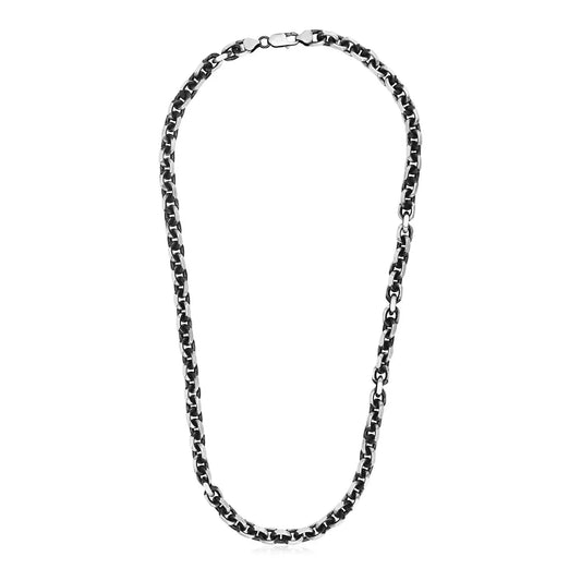 Sterling Silver Gunmetal Finish Oval Link Necklace RCJ Necklaces  CELESTIA LUXE JEWELLERS