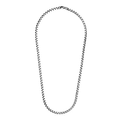 Sterling Silver Gunmetal Finish Round Box Chain Necklace RCJ Necklaces  CELESTIA LUXE JEWELLERS