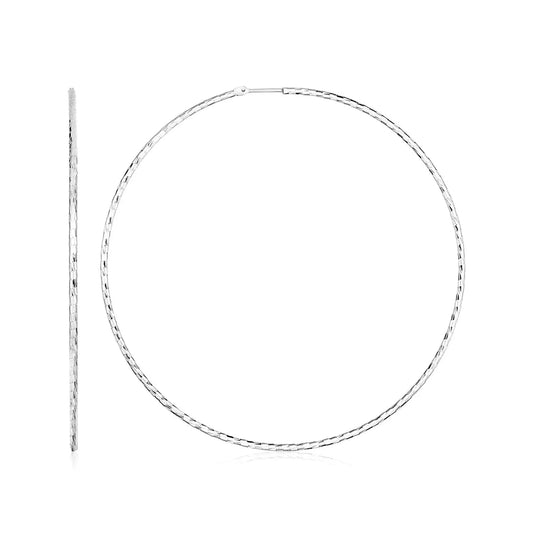 Sterling Silver Large Textured Round Hoop Earrings(1.6x60mm) RCJ Earrings  CELESTIA LUXE JEWELLERS