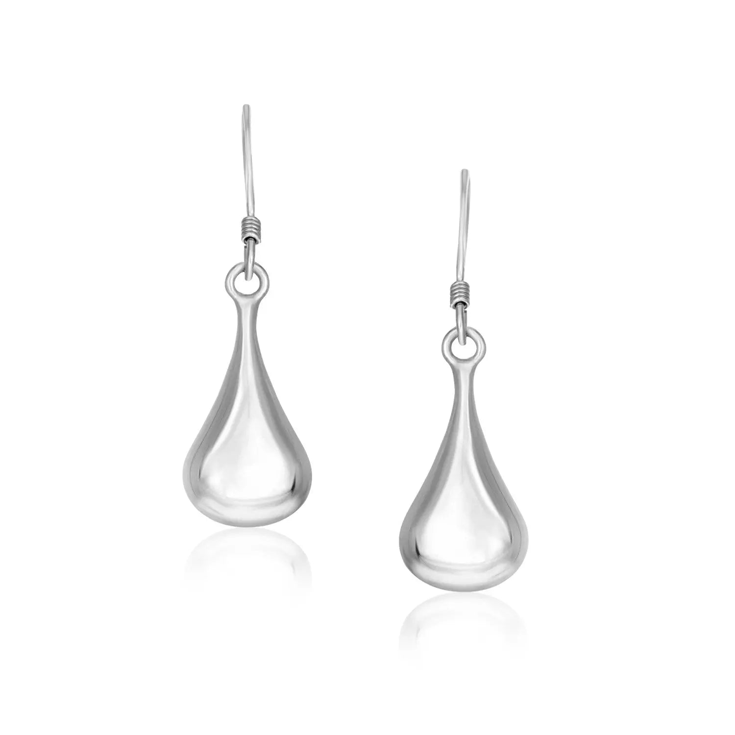 Sterling Silver Long Teardrop Shape Puff Drop Earrings RCJ Earrings  CELESTIA LUXE JEWELLERS