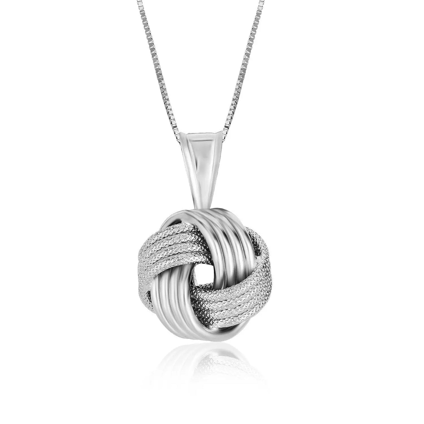 Sterling Silver Pendant with a Ridge Textured Love Knot Design RCJ Pendants  CELESTIA LUXE JEWELLERS