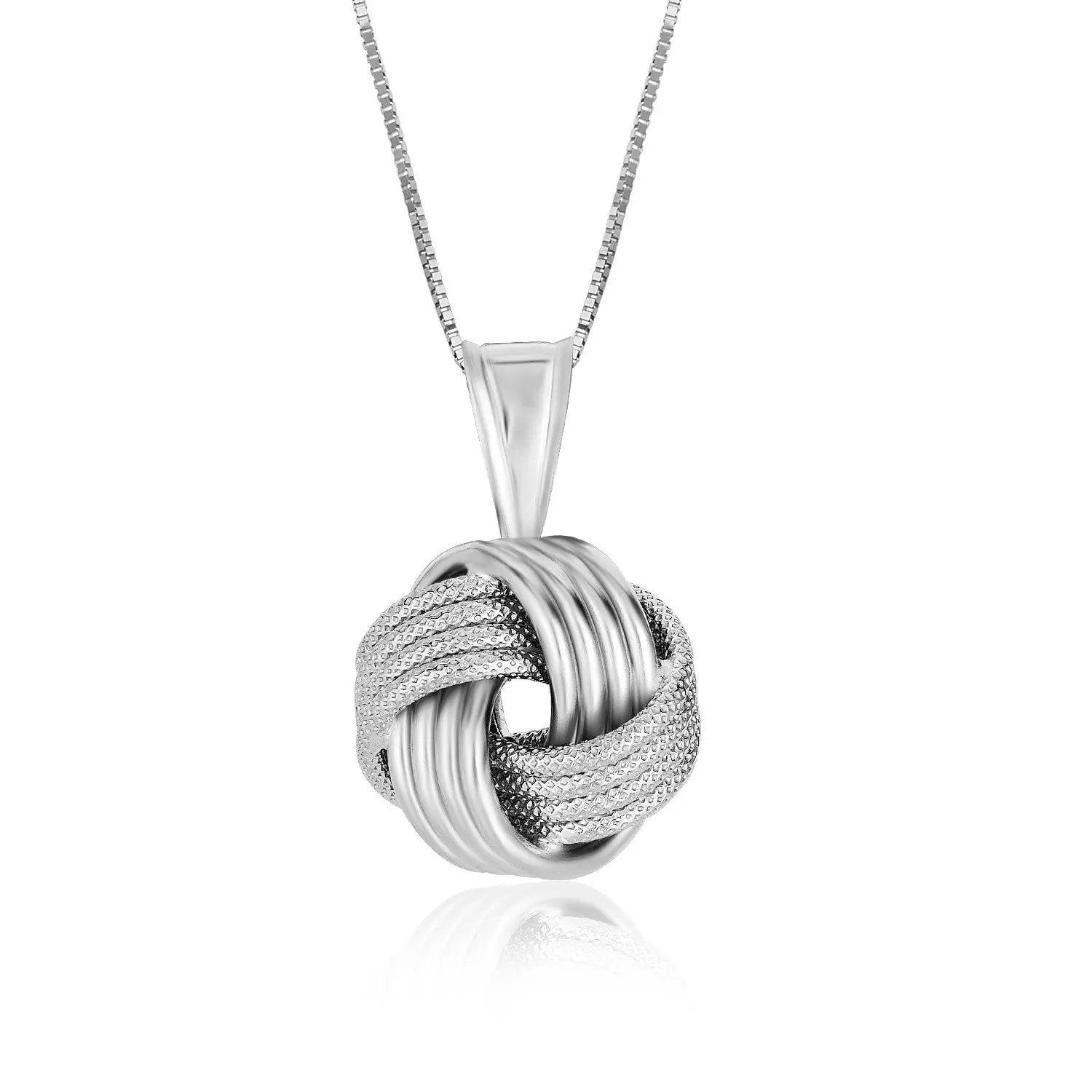 Sterling Silver Pendant with a Ridge Textured Love Knot Design RCJ Pendants  CELESTIA LUXE JEWELLERS