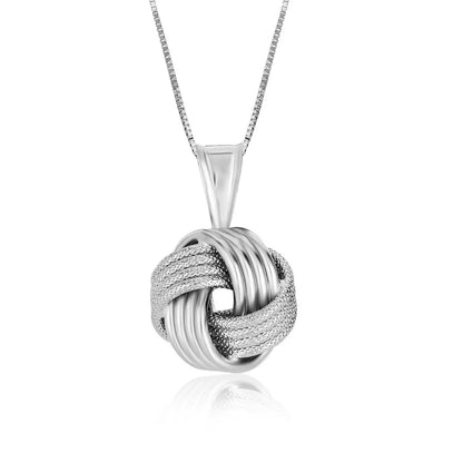 Sterling Silver Pendant with a Ridge Textured Love Knot Design RCJ Pendants  CELESTIA LUXE JEWELLERS