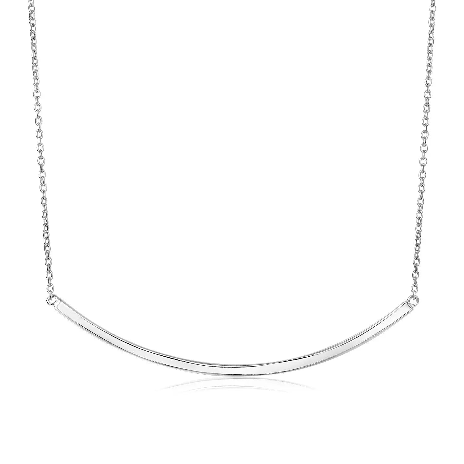 Sterling Silver Polished Curved Bar Necklace RCJ Necklaces  CELESTIA LUXE JEWELLERS