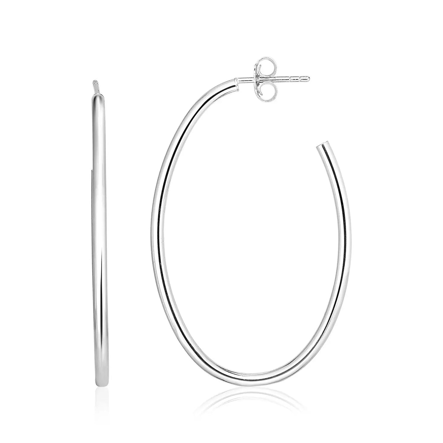 Sterling Silver Polished Oval Hoop Earrings RCJ Earrings  CELESTIA LUXE JEWELLERS