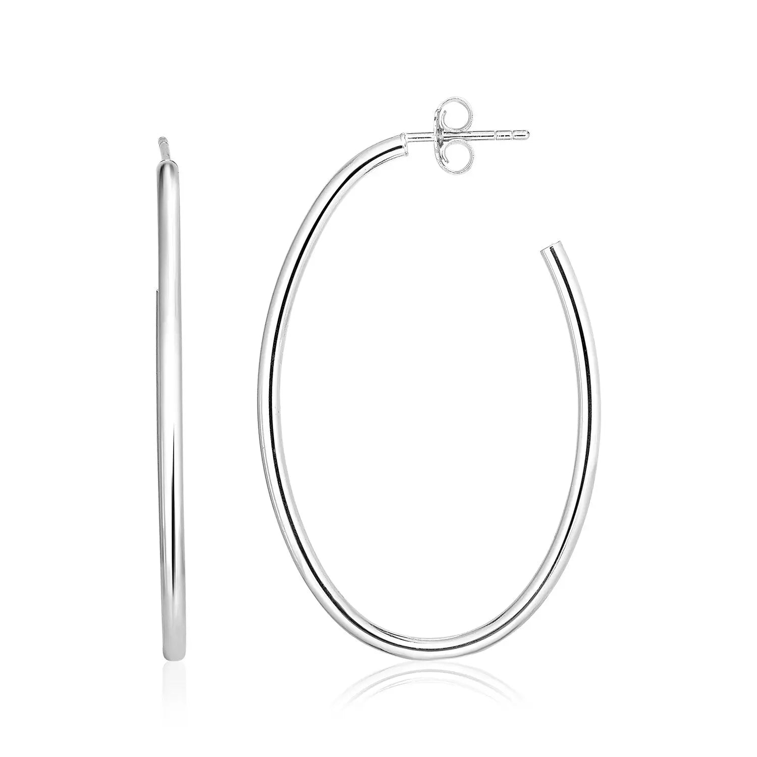 Sterling Silver Polished Oval Hoop Earrings RCJ Earrings  CELESTIA LUXE JEWELLERS