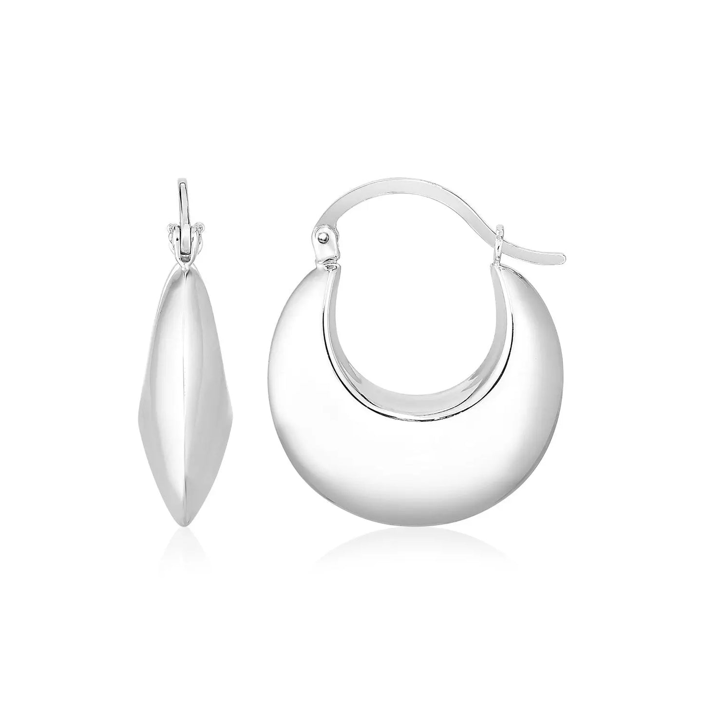 Sterling Silver Polished Puffed Hoop Earrings RCJ Earrings  CELESTIA LUXE JEWELLERS