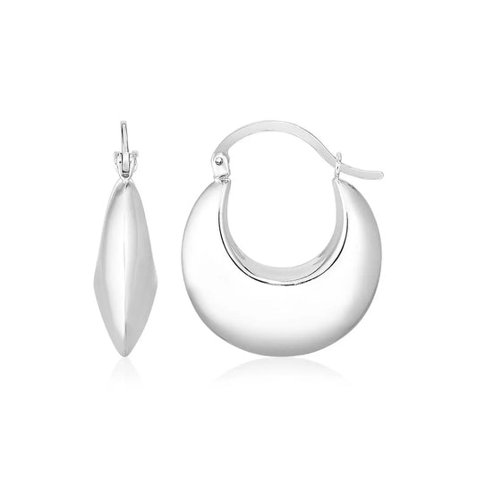 Sterling Silver Polished Puffed Hoop Earrings RCJ Earrings  CELESTIA LUXE JEWELLERS