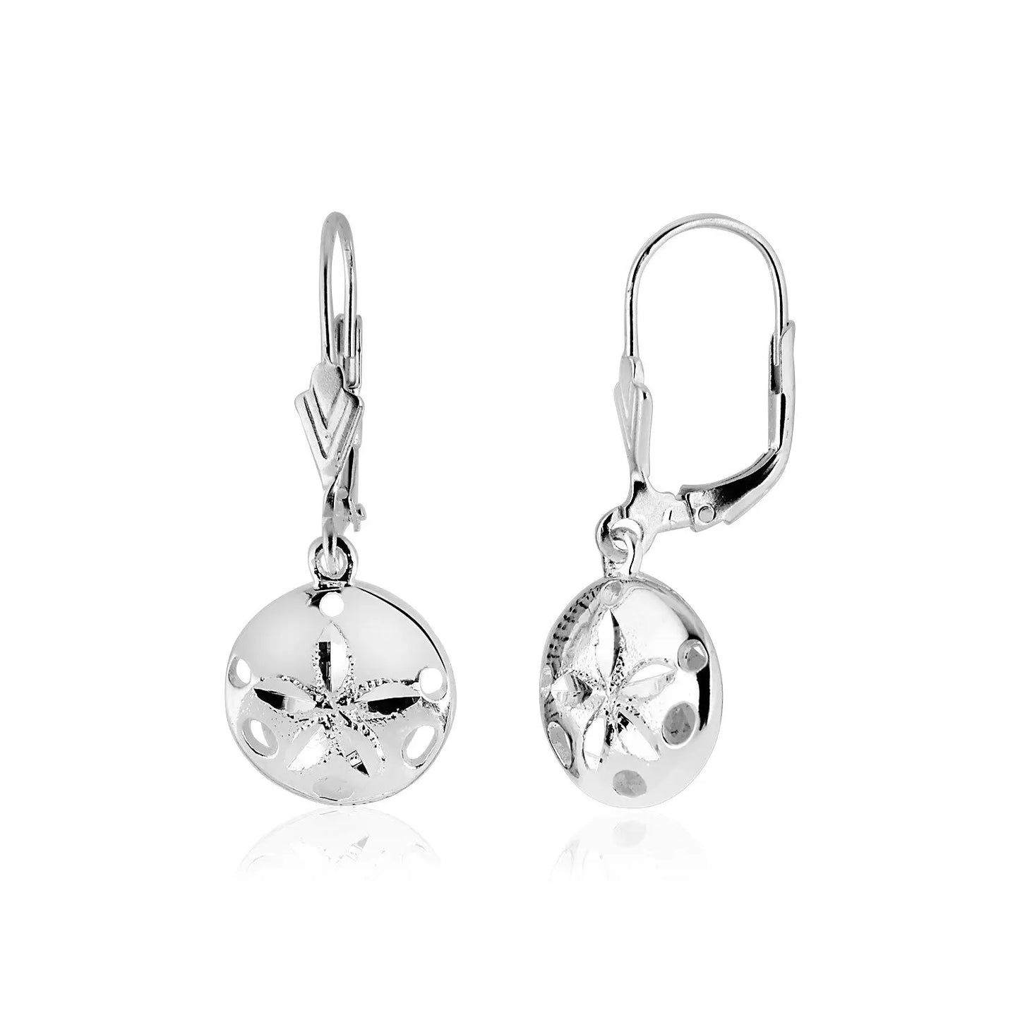 Sterling Silver Polished Sand Dollar Dangle Earrings RCJ Earrings  CELESTIA LUXE JEWELLERS