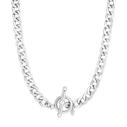 Sterling Silver Polished Wide Link Toggle Necklace RCJ Necklaces  CELESTIA LUXE JEWELLERS