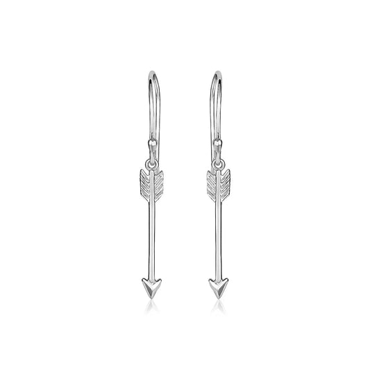 Sterling Silver Polished and Textured Arrow Earrings RCJ Earrings  CELESTIA LUXE JEWELLERS