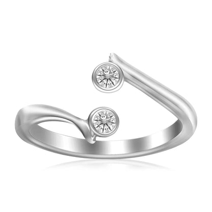 Sterling Silver Rhodium Finished Open Style Cubic Zirconia Accented Toe Ring RCJ Toe Rings  CELESTIA LUXE JEWELLERS
