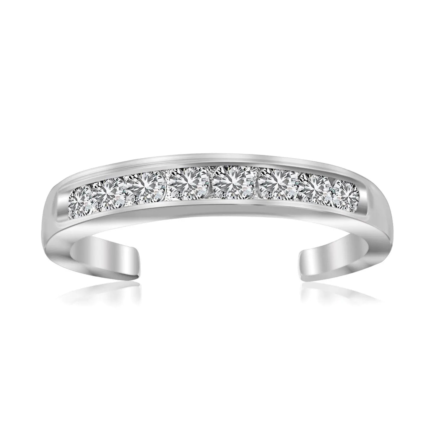 Sterling Silver Rhodium Finished Toe Ring with White Tone Cubic Zirconia Accents RCJ Toe Rings  CELESTIA LUXE JEWELLERS
