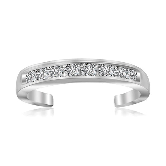 Sterling Silver Rhodium Finished Toe Ring with White Tone Cubic Zirconia Accents RCJ Toe Rings  CELESTIA LUXE JEWELLERS