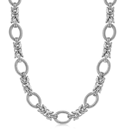 Sterling Silver  Rhodium Plated Knot Style and Textured Oval Chain Necklace RCJ Necklaces  CELESTIA LUXE JEWELLERS