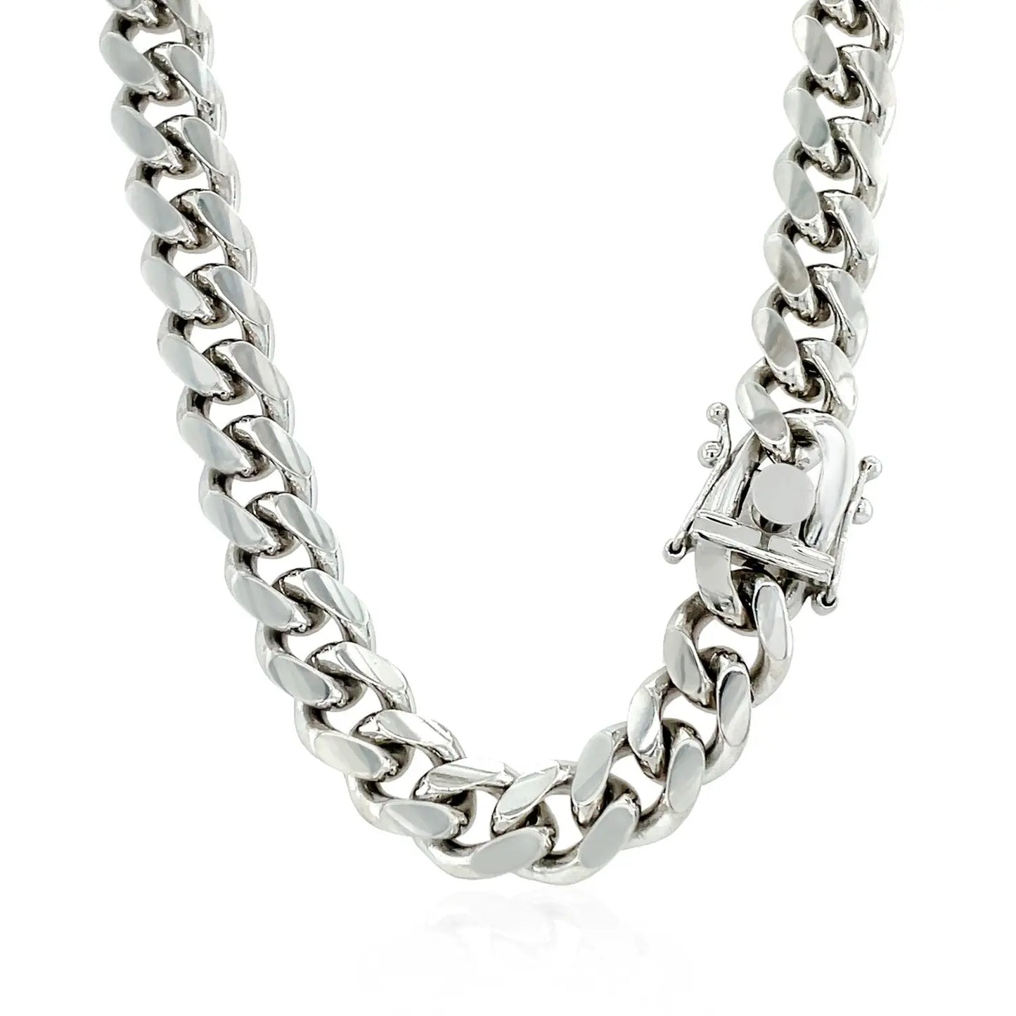 Sterling Silver Rhodium Plated Miami Cuban Chain (8.40 mm) RCJ Chains  CELESTIA LUXE JEWELLERS