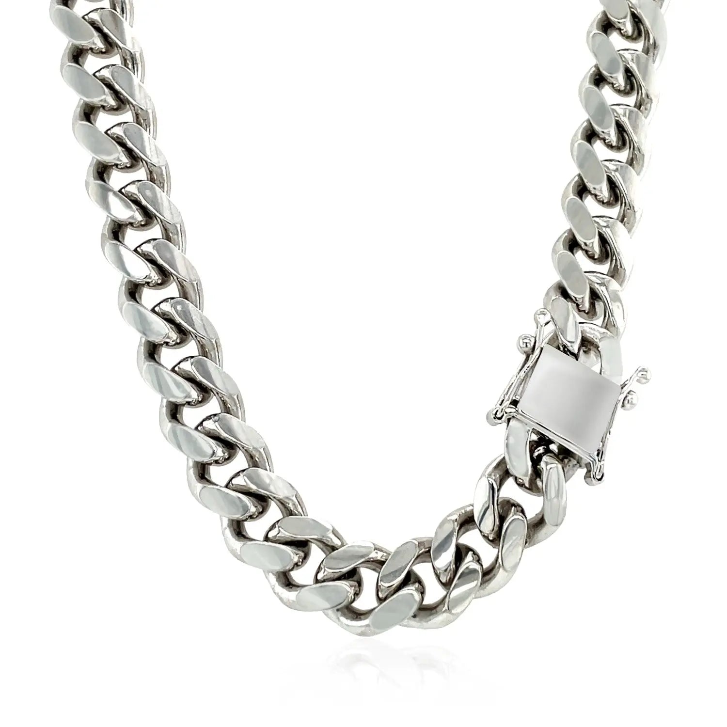 Sterling Silver Rhodium Plated Miami Cuban Chain (8.40 mm) RCJ Chains  CELESTIA LUXE JEWELLERS