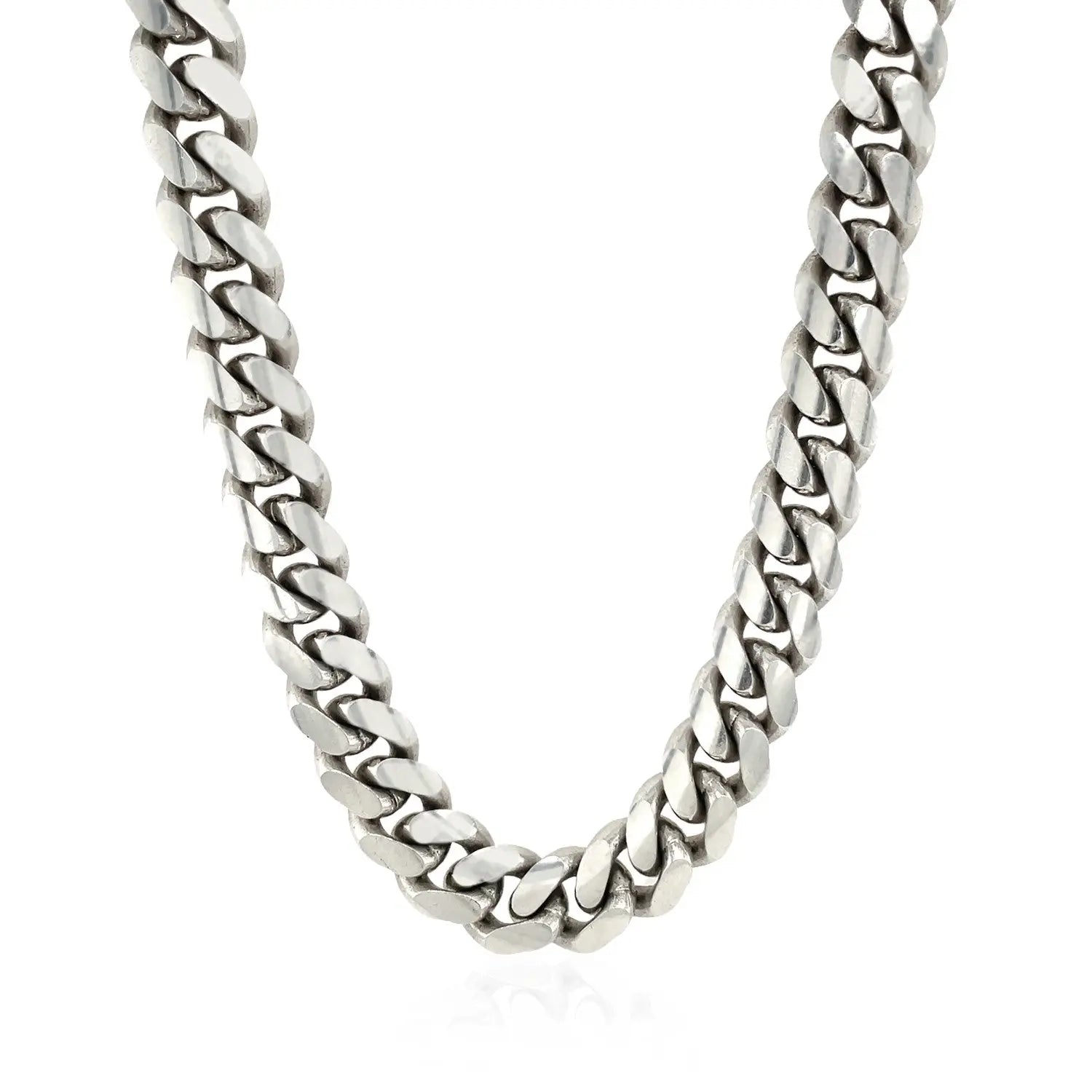 Sterling Silver Rhodium Plated Miami Cuban Chain (9.80 mm) RCJ Chains  CELESTIA LUXE JEWELLERS