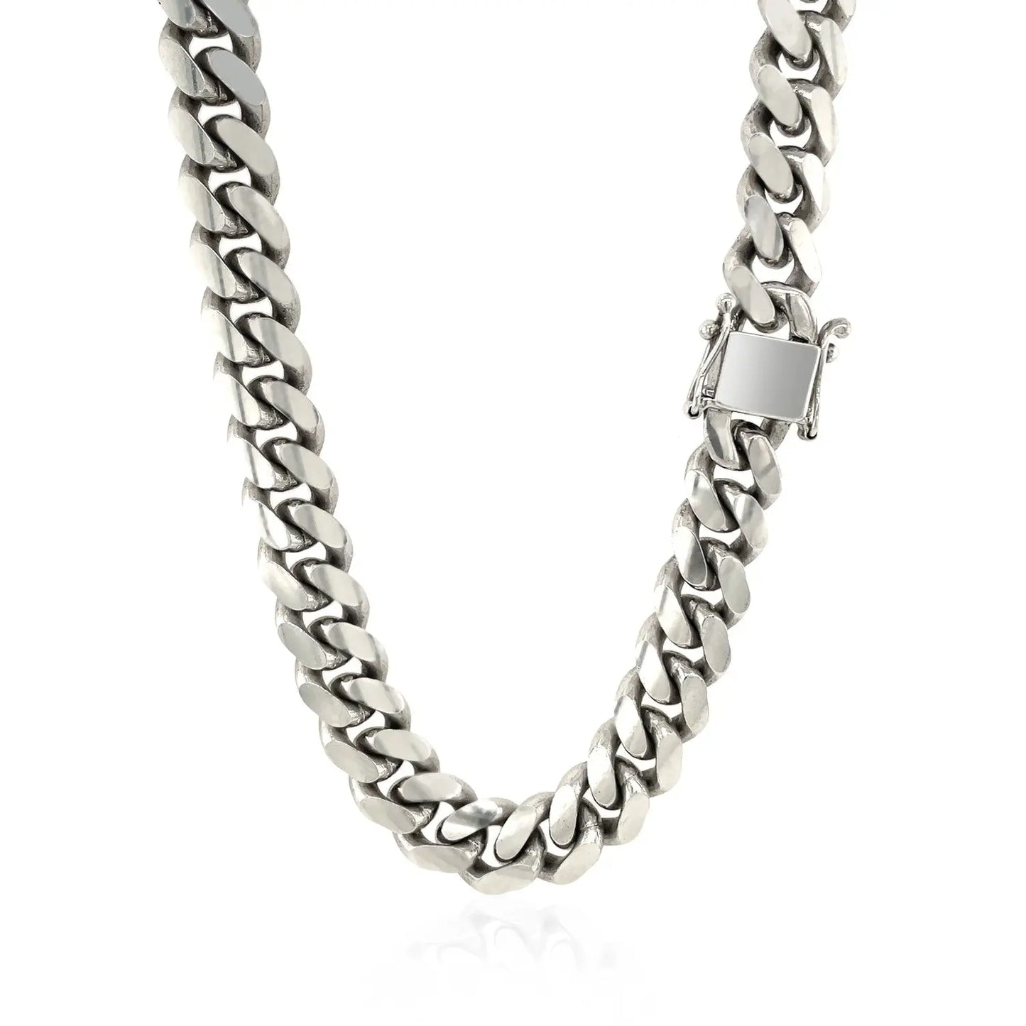 Sterling Silver Rhodium Plated Miami Cuban Chain (9.80 mm) RCJ Chains  CELESTIA LUXE JEWELLERS