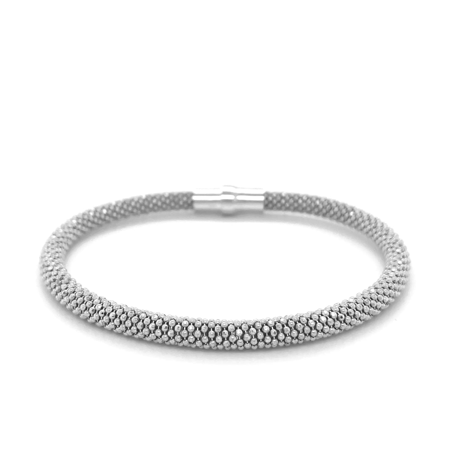 Sterling Silver Rhodium Plated Popcorn Motif Bangle (4.80 mm) RCJ Bangles  CELESTIA LUXE JEWELLERS