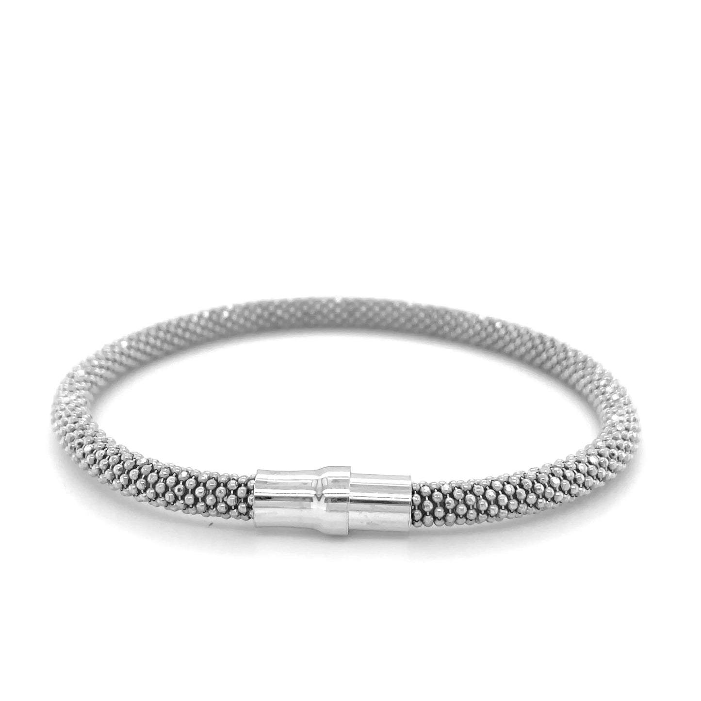 Sterling Silver Rhodium Plated Popcorn Motif Bangle (4.80 mm) RCJ Bangles  CELESTIA LUXE JEWELLERS