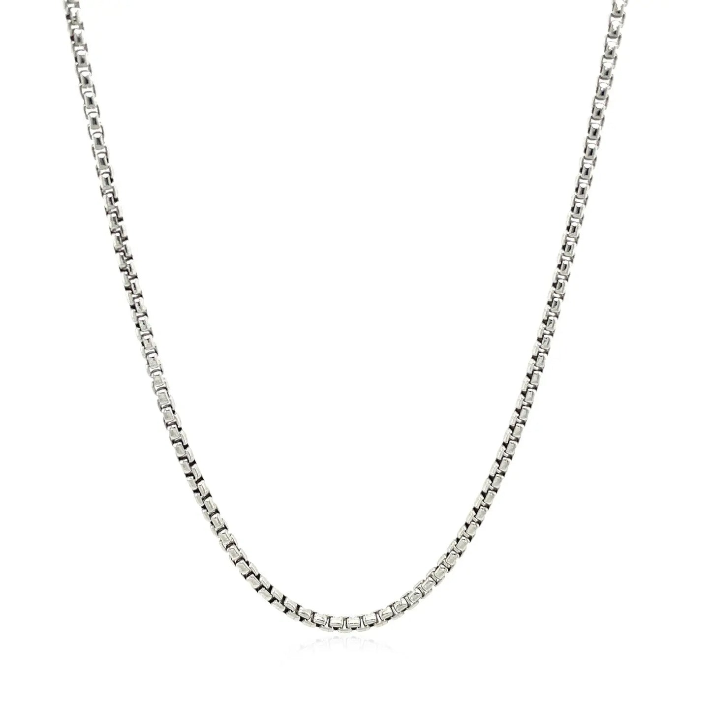 Sterling Silver Rhodium Plated Round Box Chain (1.80 mm) RCJ Chains  CELESTIA LUXE JEWELLERS