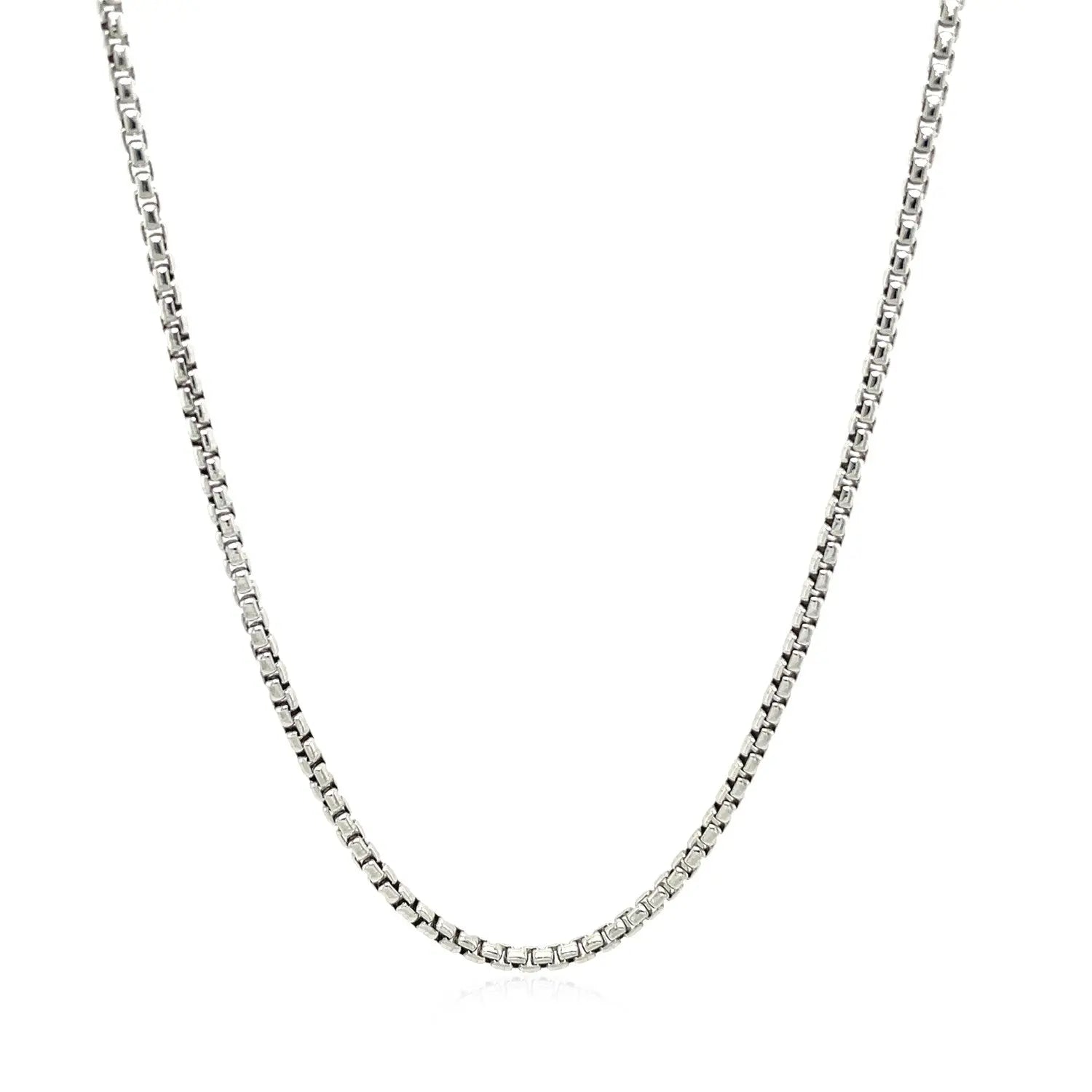 Sterling Silver Rhodium Plated Round Box Chain (1.80 mm) RCJ Chains  CELESTIA LUXE JEWELLERS