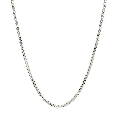 Sterling Silver Rhodium Plated Round Box Chain (1.80 mm) RCJ Chains  CELESTIA LUXE JEWELLERS