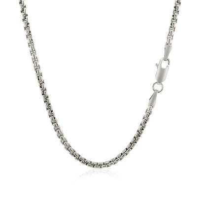Sterling Silver Rhodium Plated Round Box Chain (2.20 mm) RCJ Chains  CELESTIA LUXE JEWELLERS