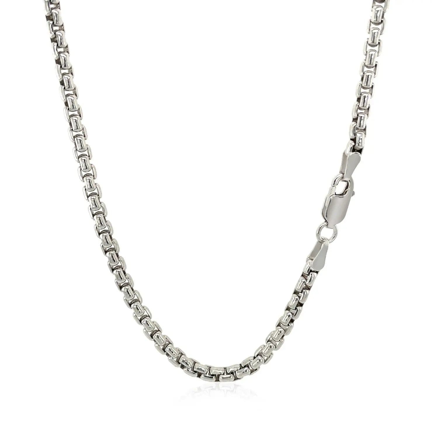 Sterling Silver Rhodium Plated Round Box Chain (3.00 mm) RCJ Chains  CELESTIA LUXE JEWELLERS