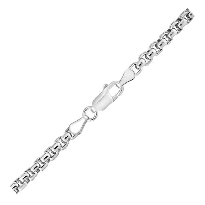 Sterling Silver Rhodium Plated Round Box Chain (3.80 mm) RCJ Chains  CELESTIA LUXE JEWELLERS