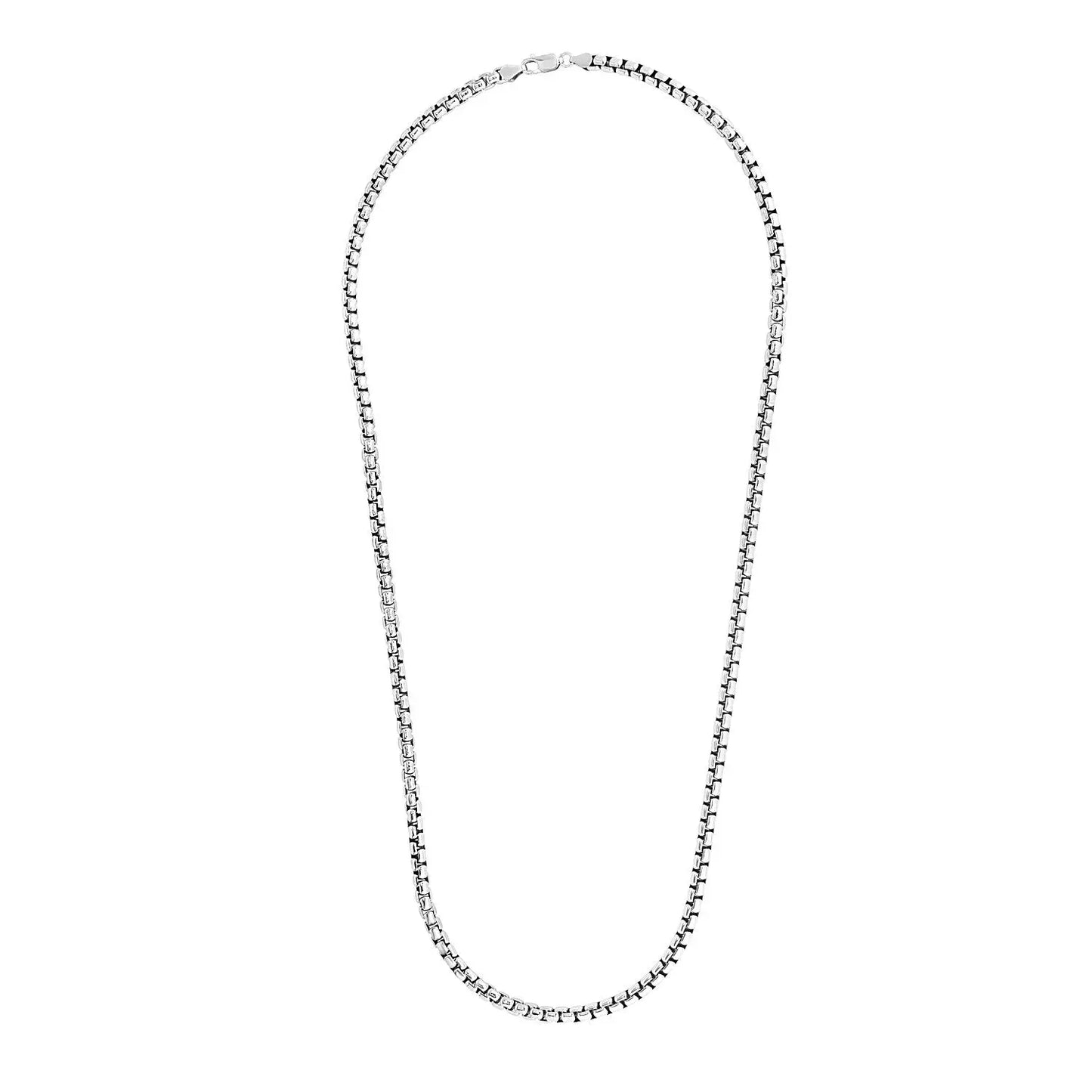 Sterling Silver Rhodium Plated Round Box Chain (4.40 mm) RCJ Chains  CELESTIA LUXE JEWELLERS