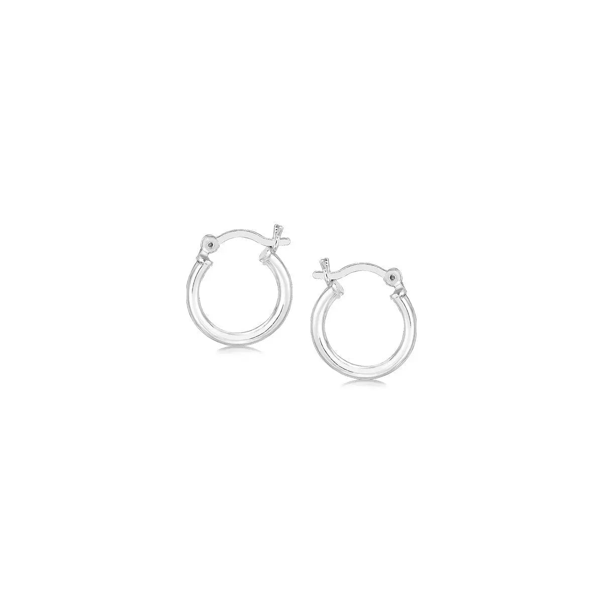 Sterling Silver Rhodium Plated Thin and Small Polished Hoop Earrings (2x10mm) RCJ Earrings  CELESTIA LUXE JEWELLERS