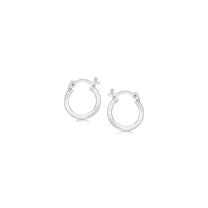 Sterling Silver Rhodium Plated Thin and Small Polished Hoop Earrings (2x10mm) RCJ Earrings  CELESTIA LUXE JEWELLERS