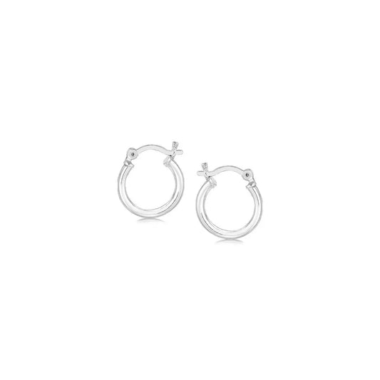 Sterling Silver Rhodium Plated Thin and Small Polished Hoop Earrings (2x10mm) RCJ Earrings  CELESTIA LUXE JEWELLERS