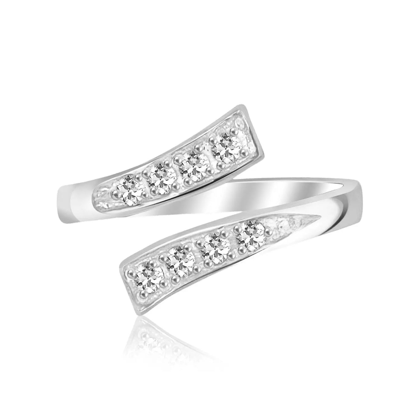Sterling Silver Rhodium Plated Toe Ring with White Cubic Zirconia Accents RCJ Toe Rings  CELESTIA LUXE JEWELLERS