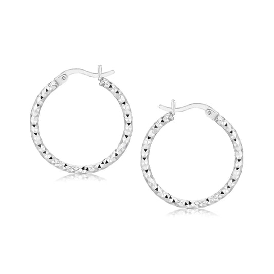 Sterling Silver Rhodium Plated Weave Like Hoop Style Earrings(2x20mm) RCJ Earrings  CELESTIA LUXE JEWELLERS