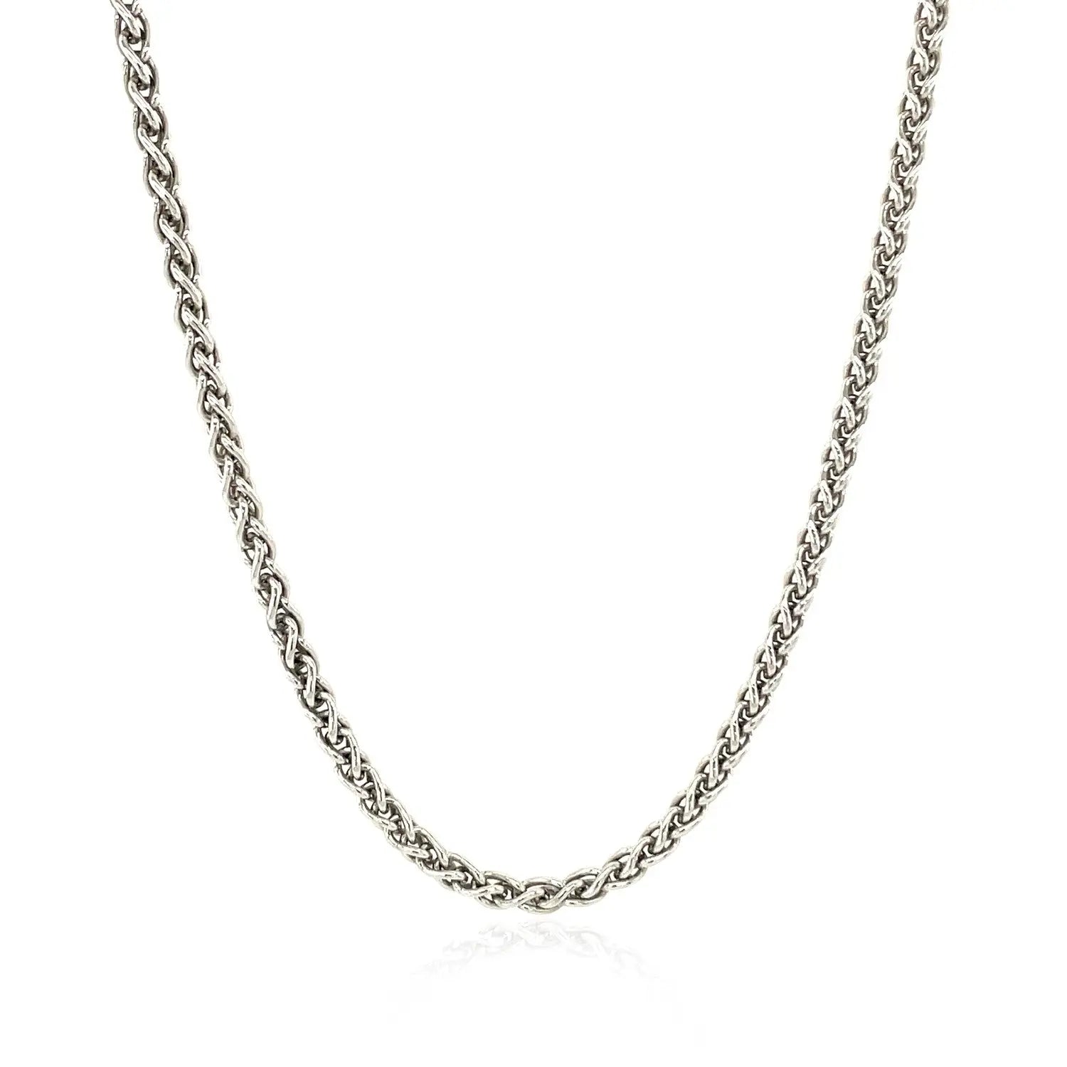 Sterling Silver Rhodium Plated Wheat Chain (2.60 mm) RCJ Chains  CELESTIA LUXE JEWELLERS