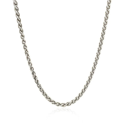 Sterling Silver Rhodium Plated Wheat Chain (2.60 mm) RCJ Chains  CELESTIA LUXE JEWELLERS